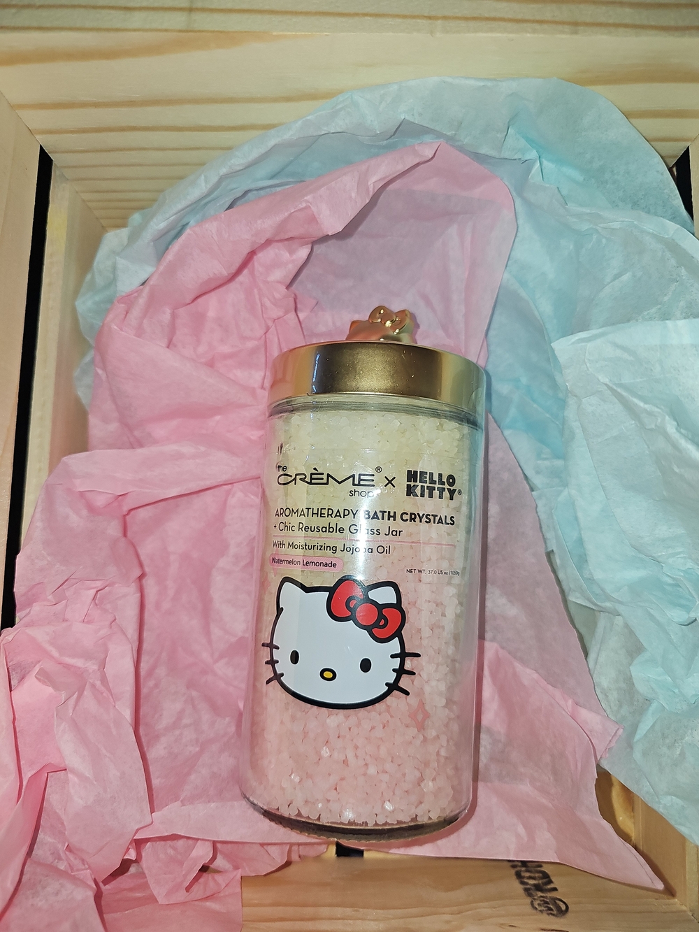 Hello Kitty Pink Bath Crystals with Gold Lid